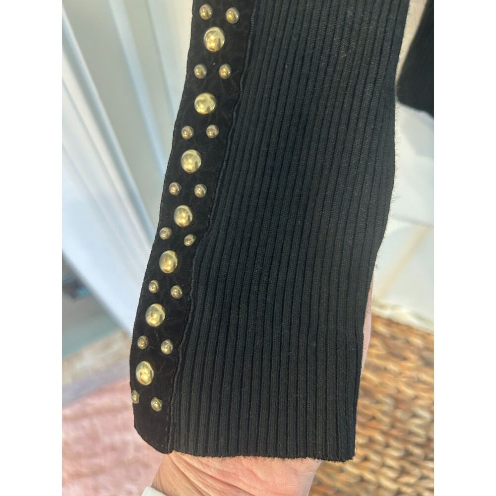 escio Black Sweater With Metal Details Size L New With Tags - Picture 3 of 7